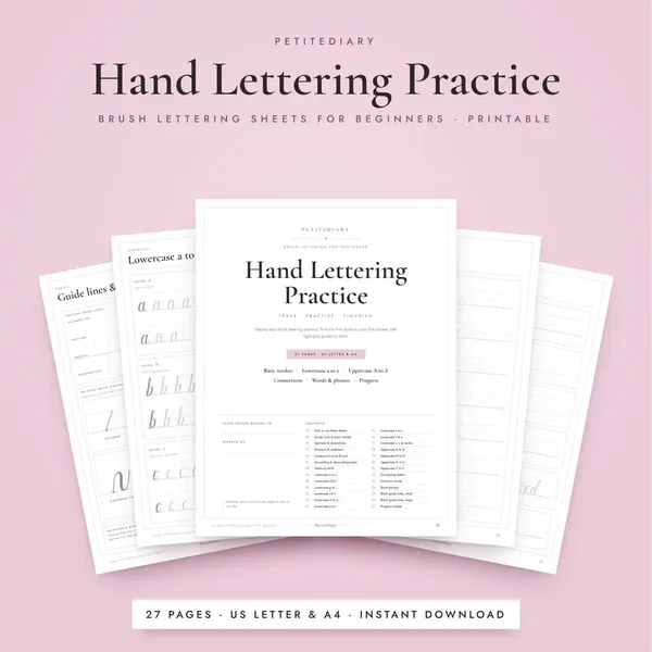 Hand Lettering Practice Sheets for Beginners