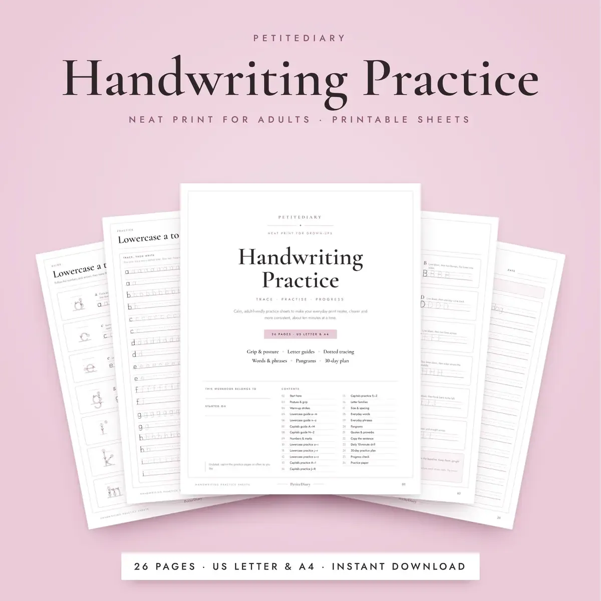 Handwriting Practice Sheets for Adults