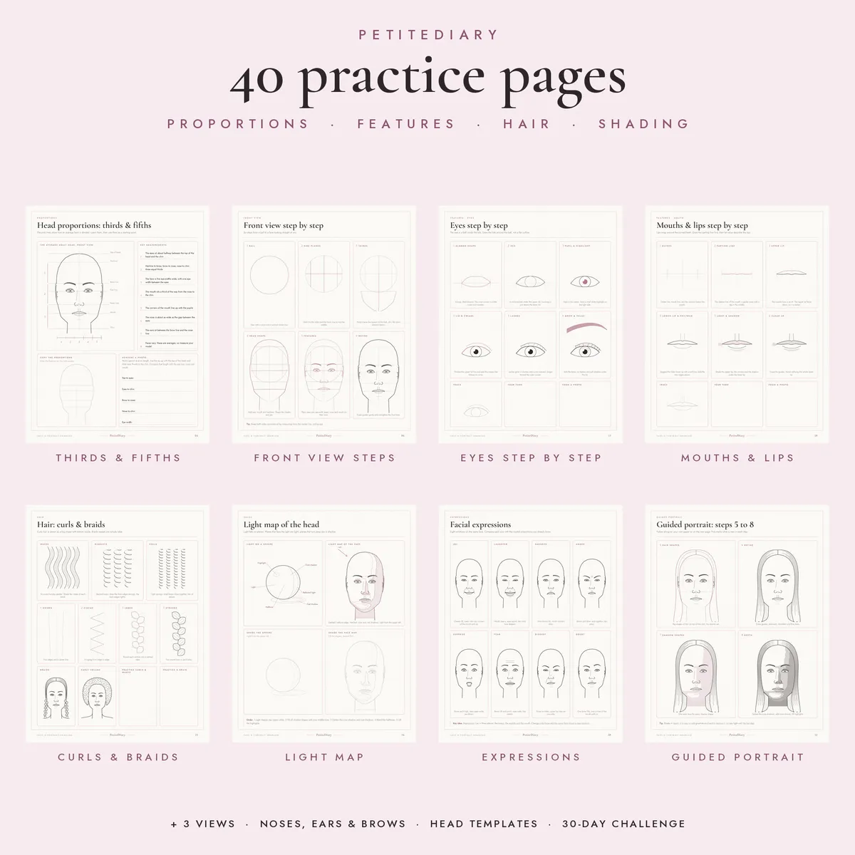 Face Proportions & Portrait Drawing Worksheets, image 2