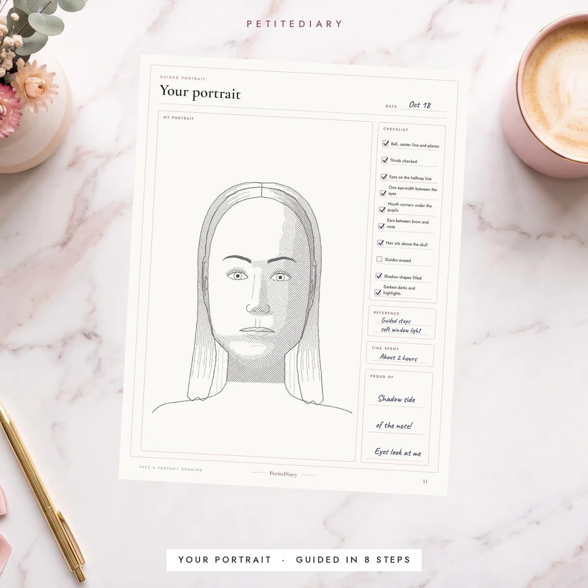 Face Proportions & Portrait Drawing Worksheets, image 3