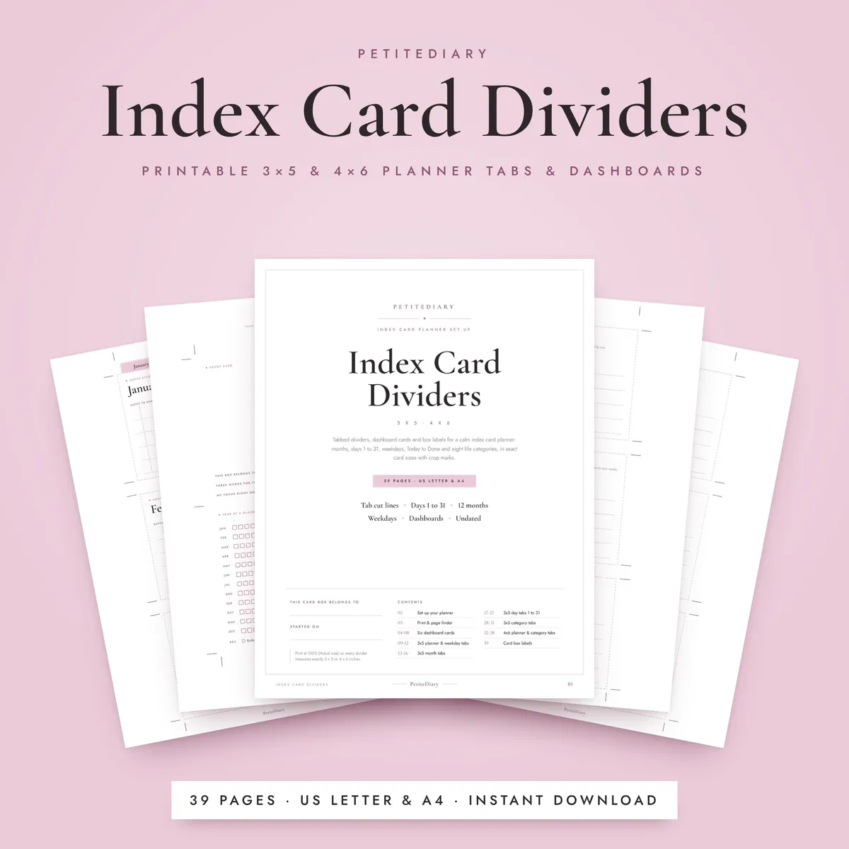 Index Card Planner Tabs, Dividers & Dashboards