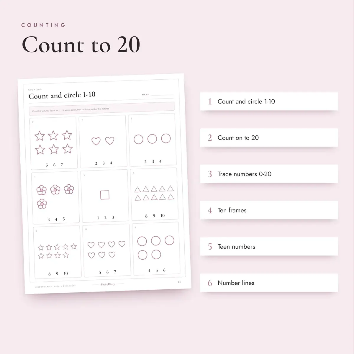 Kindergarten Math Worksheets, image 3