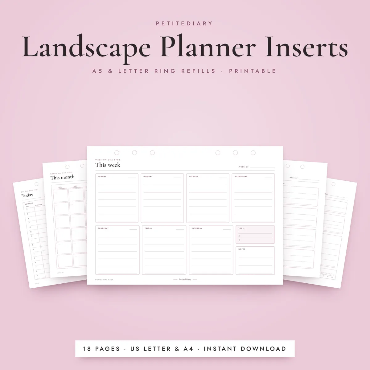 Landscape Planner Inserts (A5 & Letter)