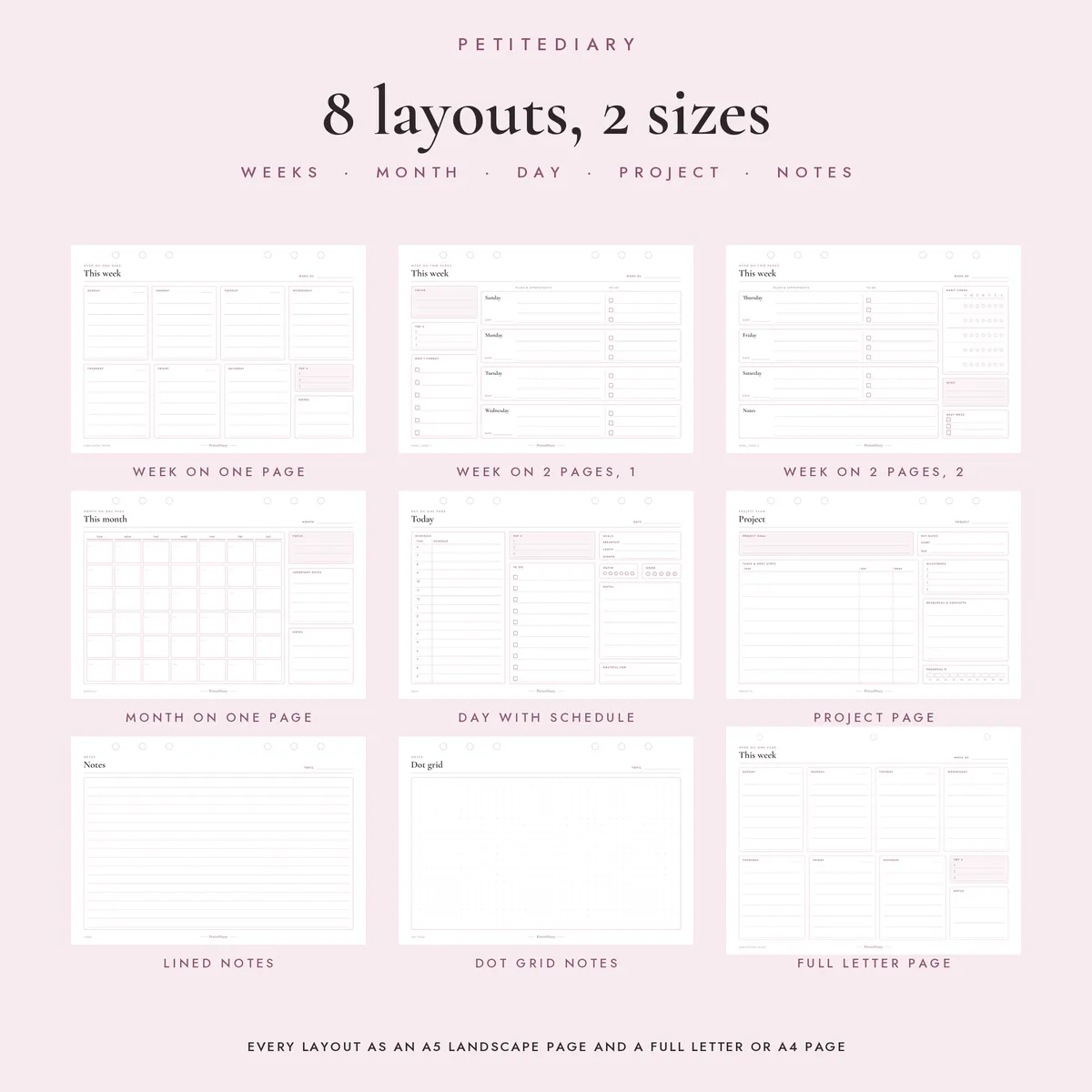 Landscape Planner Inserts (A5 & Letter), image 2