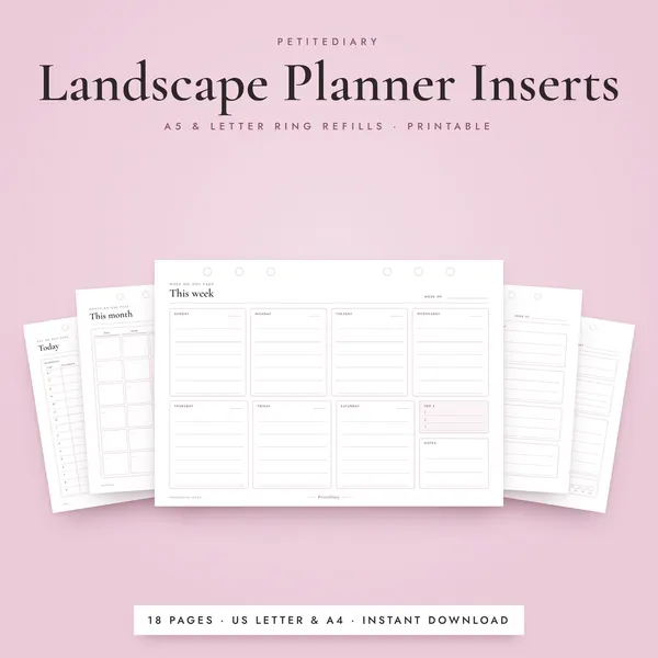 Landscape Planner Inserts (A5 & Letter)