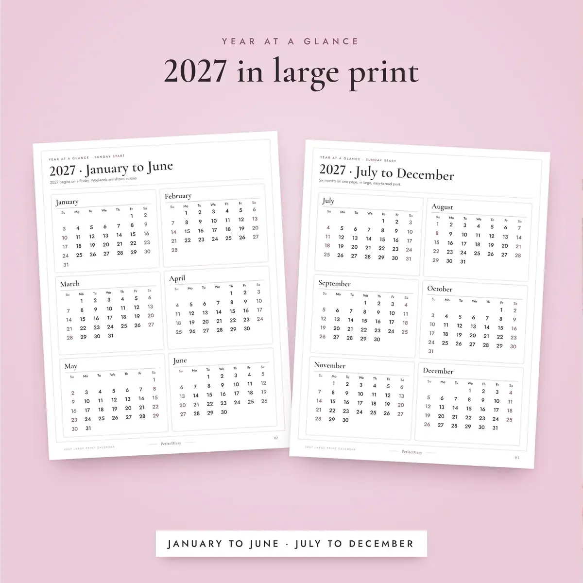 Large Print Calendar 2027 for Seniors & Low Vision, image 4