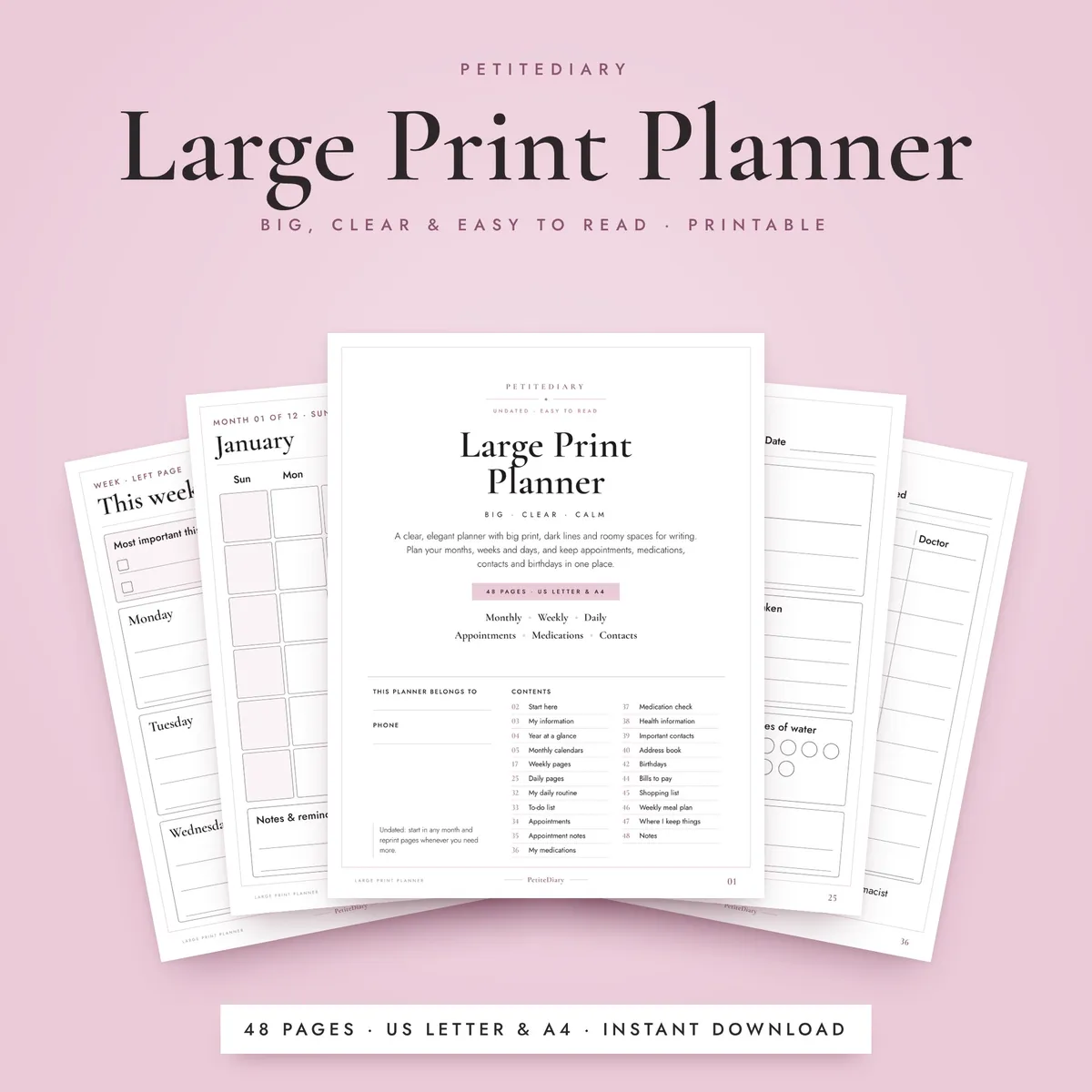 Large Print Planner for Seniors