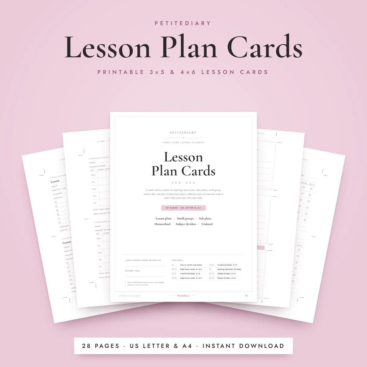 Lesson Plan Cards 3x5 & 4x6