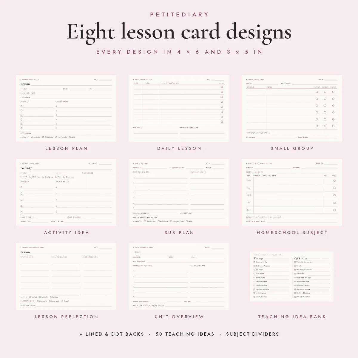 Lesson Plan Cards 3x5 & 4x6, image 2
