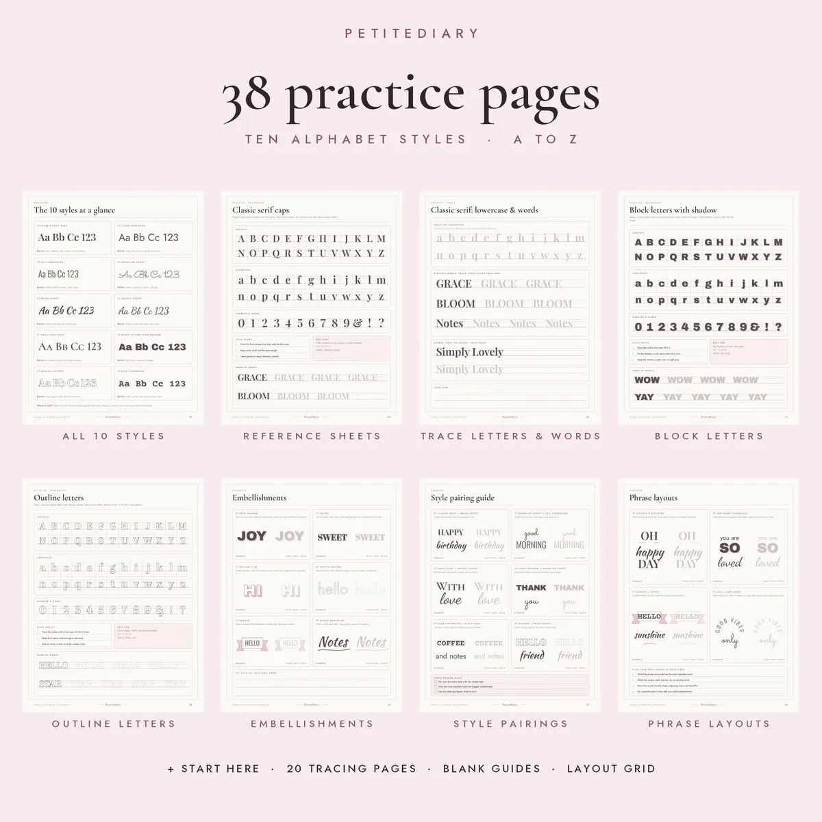 Hand Lettering Alphabets Reference & Tracing (10 styles), image 2
