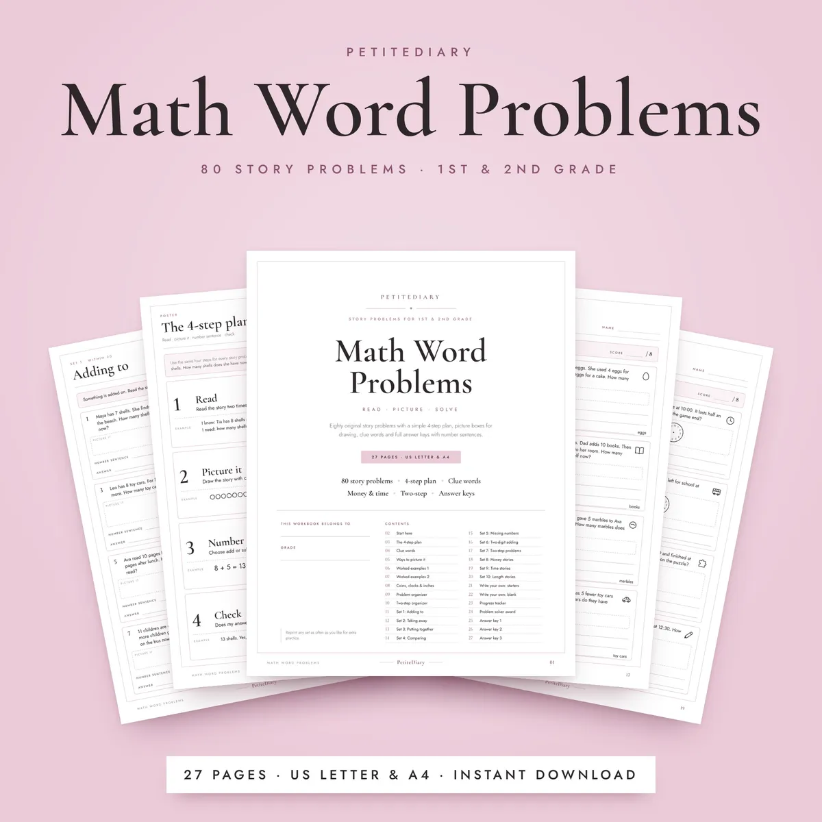 Math Word Problems 1st-2nd Grade