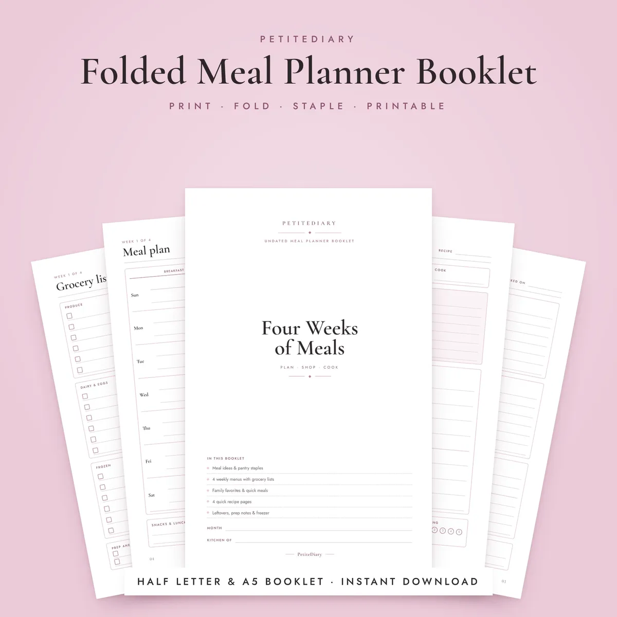 Folded Meal Planner Booklet