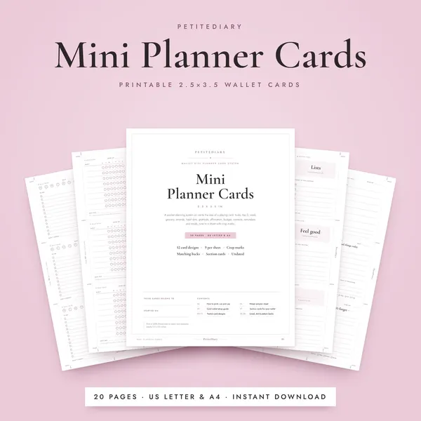 Mini Planner Cards 2.5 x 3.5