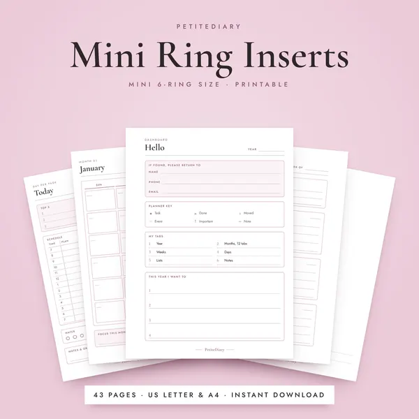 Mini 6-Ring Planner Inserts