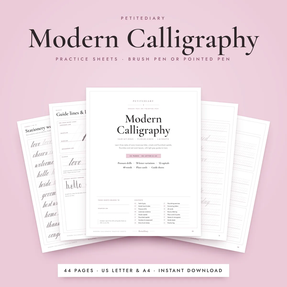 Modern Calligraphy Practice Sheets