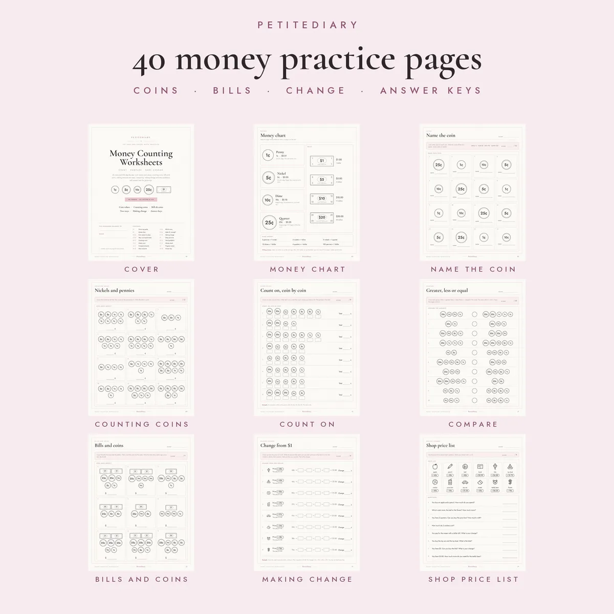 Money Counting Worksheets, image 2