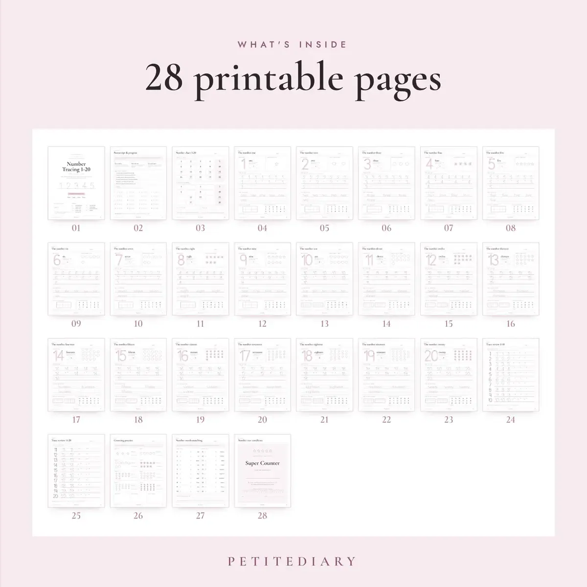 Number Tracing Worksheets 1 to 20, image 2