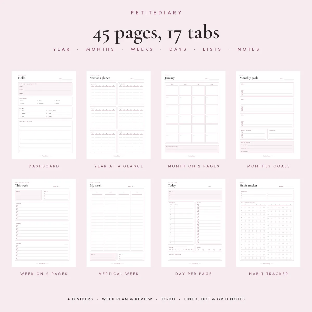 Personal Wide Planner Inserts (undated), image 2