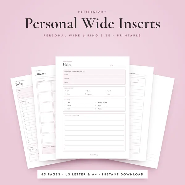 Personal Wide Planner Inserts (undated)