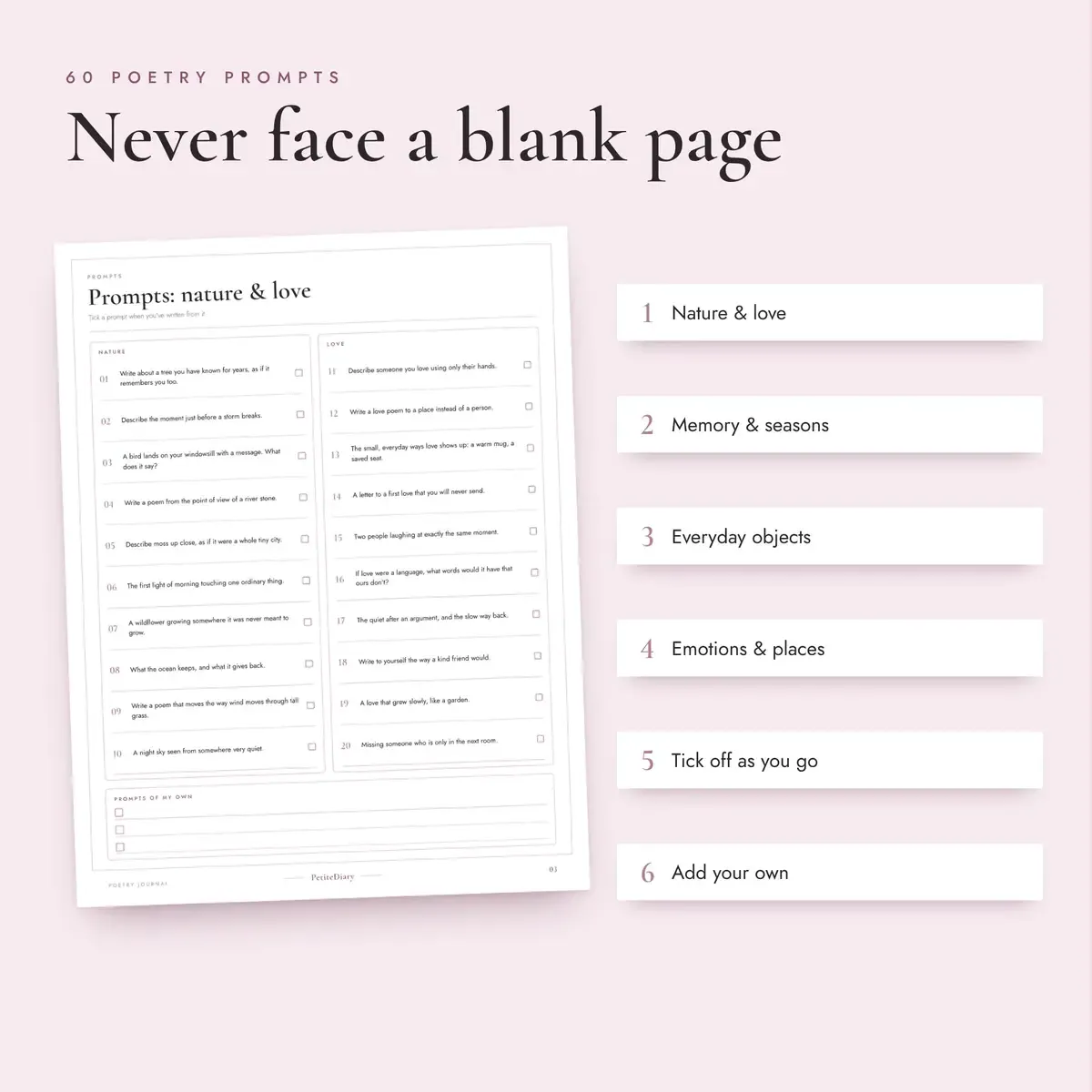Poetry Journal with 60 Prompts, image 3