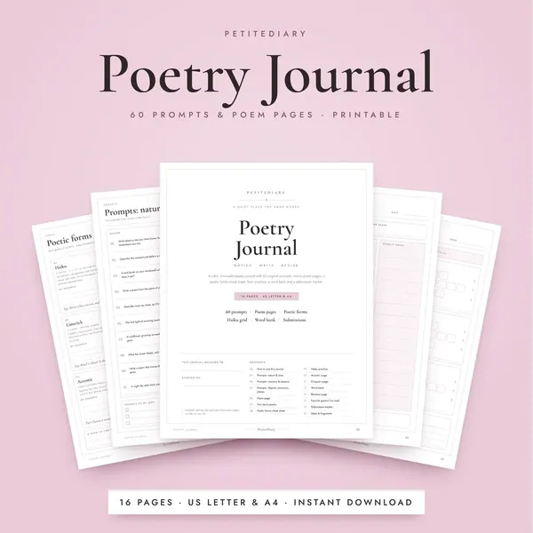 Poetry Journal with 60 Prompts