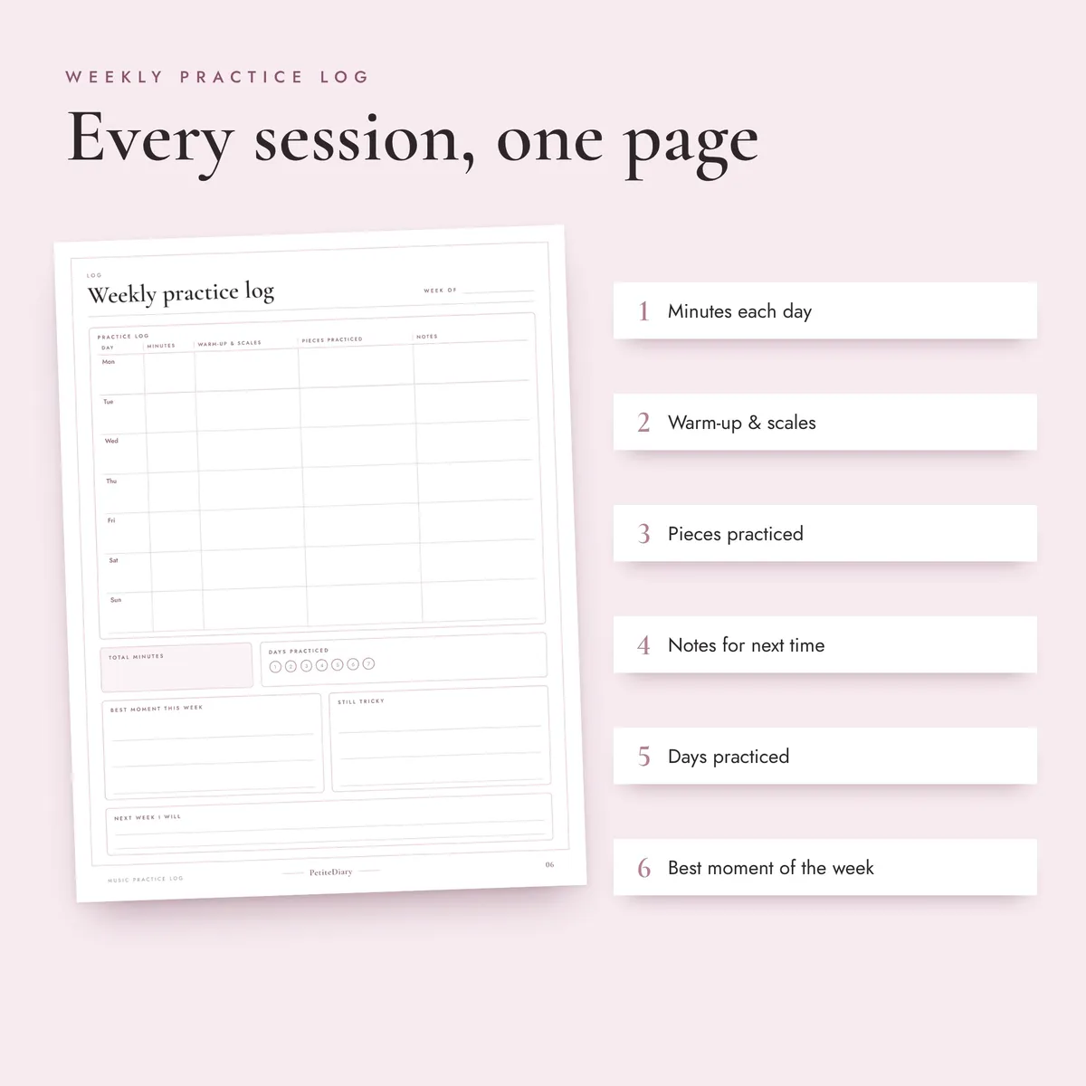 Practice Log for Music Lessons, image 3