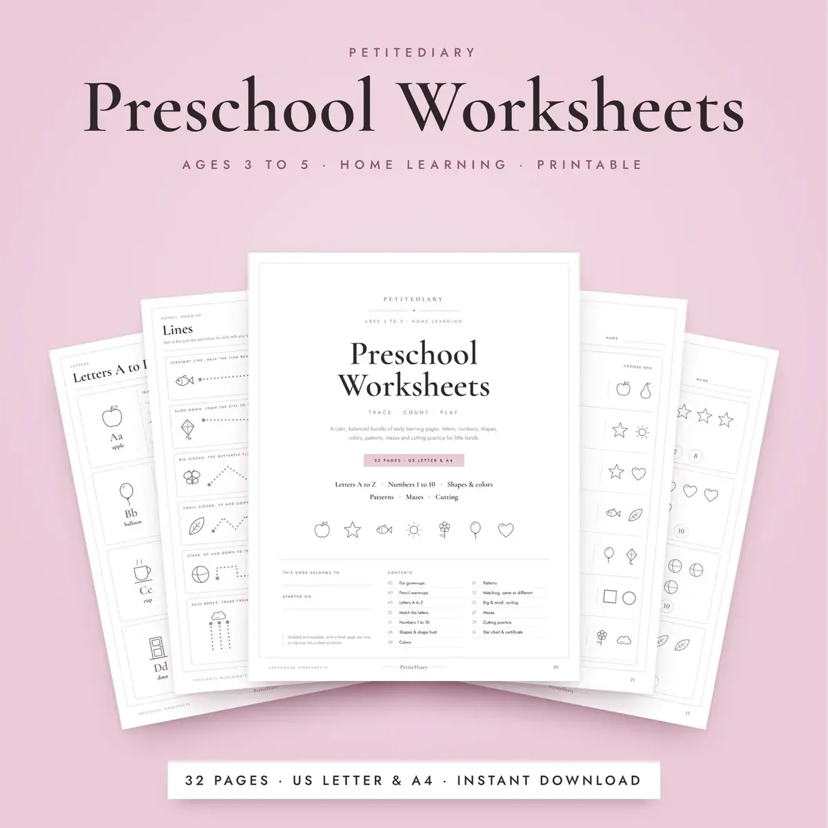 Preschool Worksheets Bundle