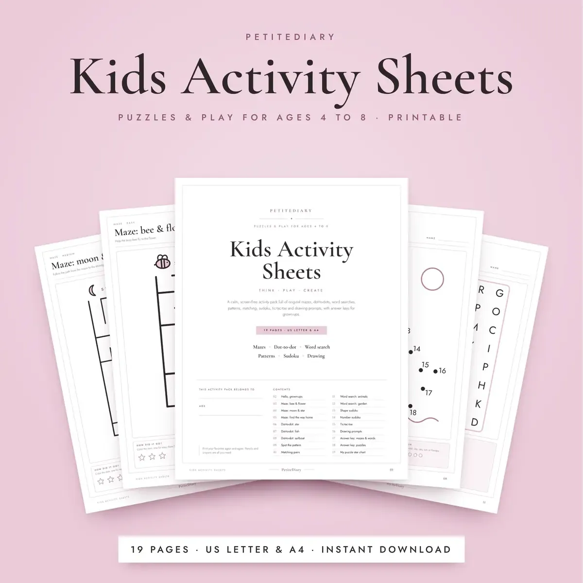 Activity Sheets for Kids 4-8