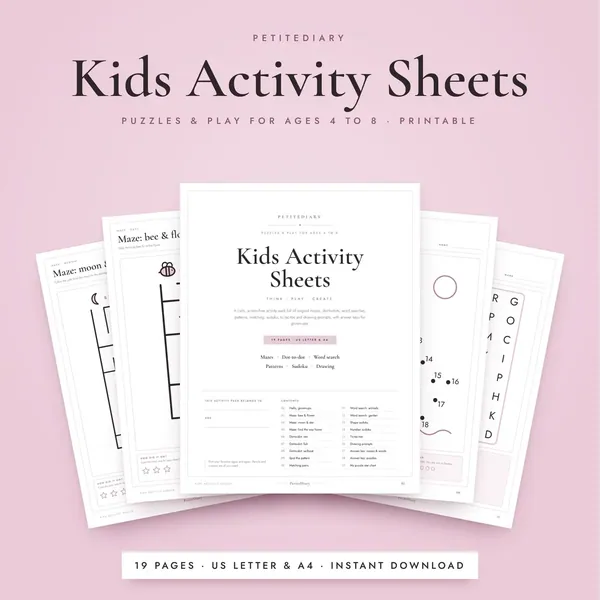 Activity Sheets for Kids 4-8