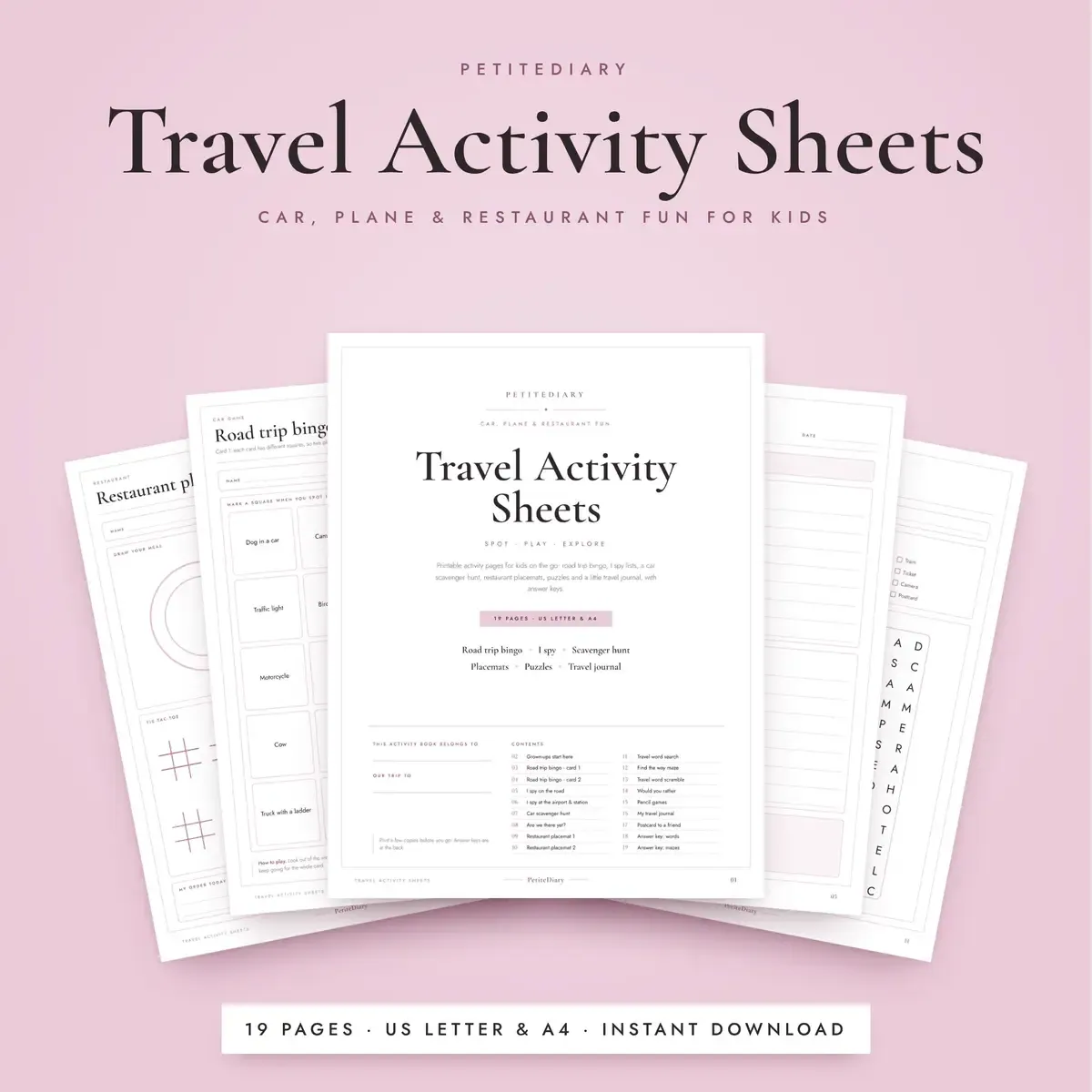 Activity Sheets for Road Trips