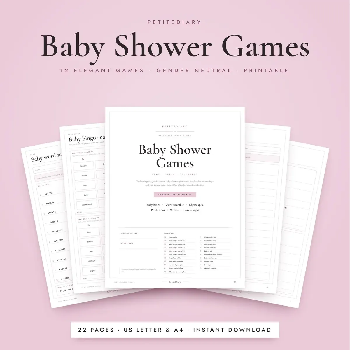 Baby Shower Games Bundle of 12