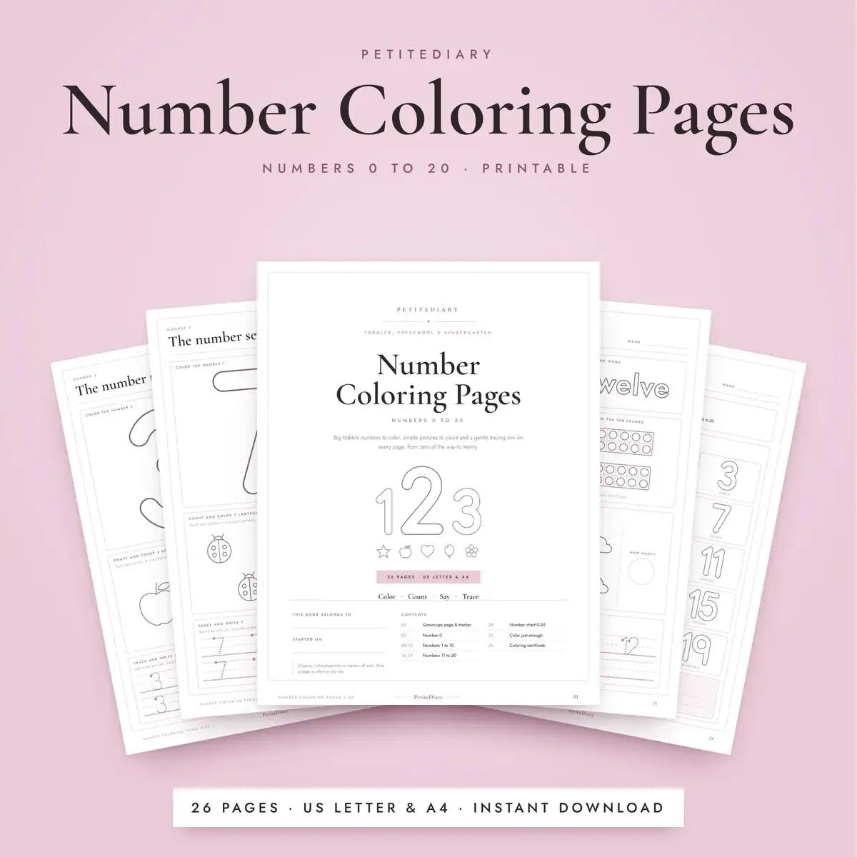 Number Coloring Pages 0-20