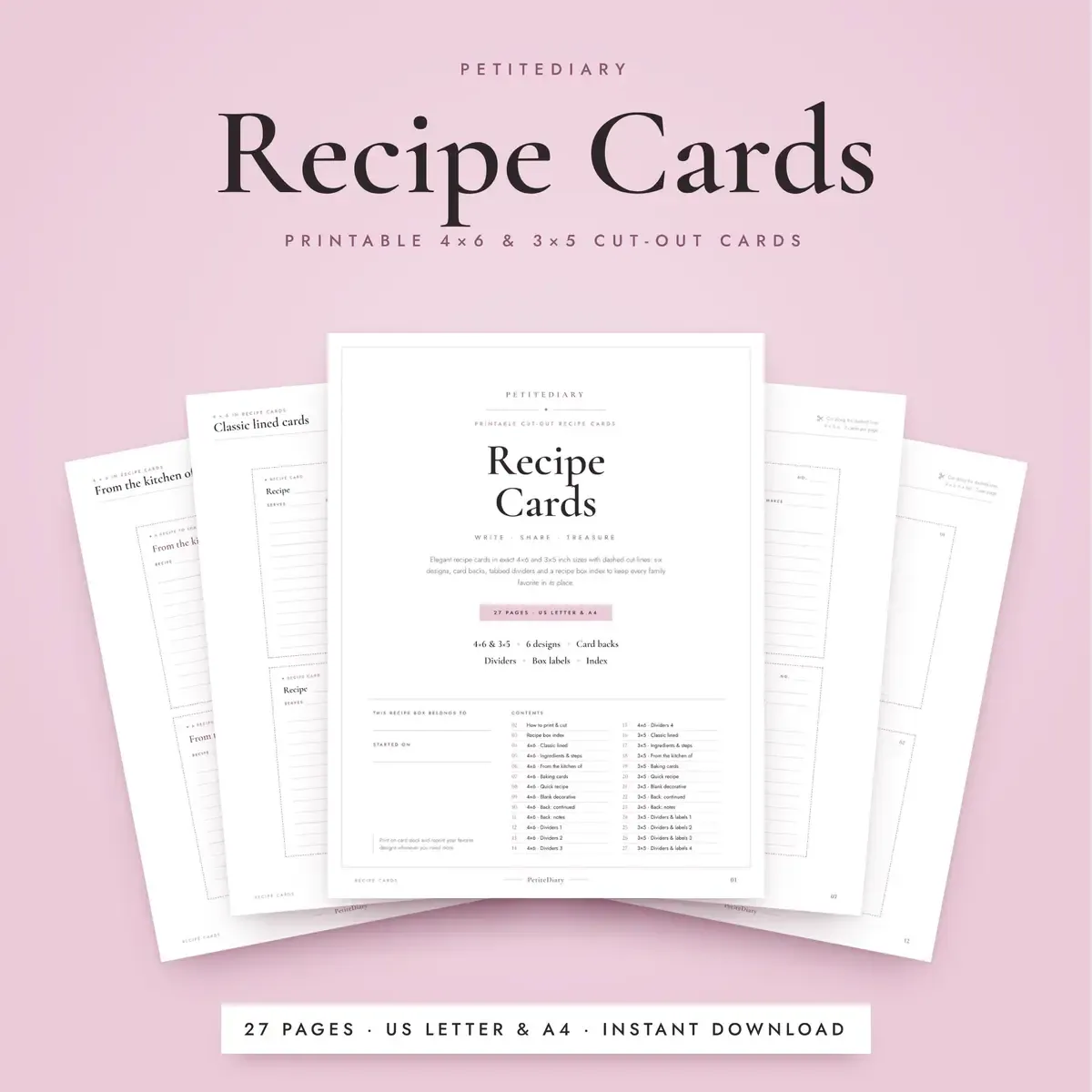 Recipe Cards 4x6 and 3x5