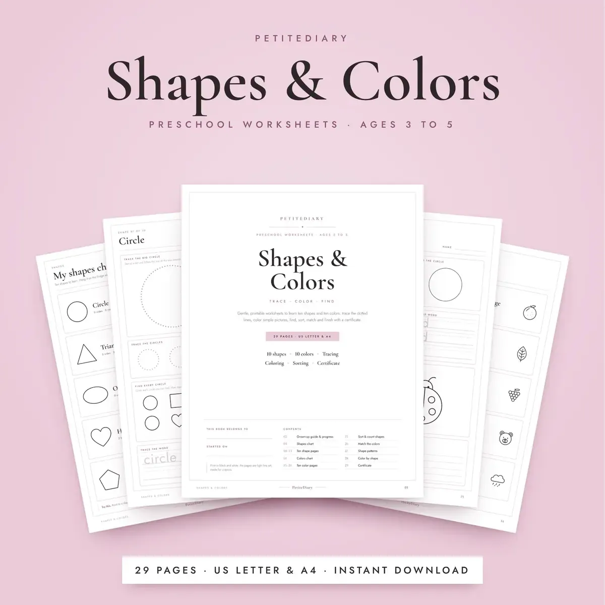 Shapes and Colors Worksheets for Preschool