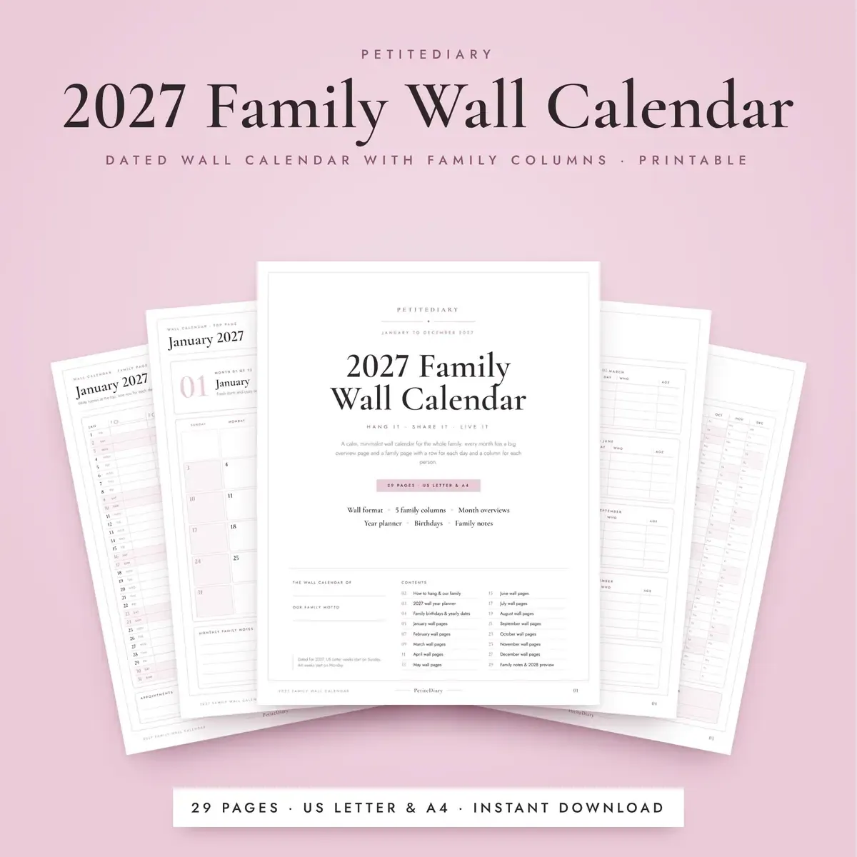 Wall Calendar 2027 for Families