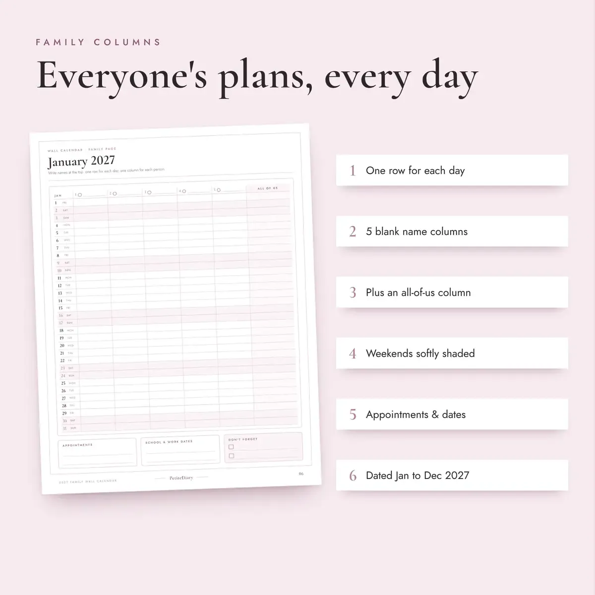 Wall Calendar 2027 for Families, image 3