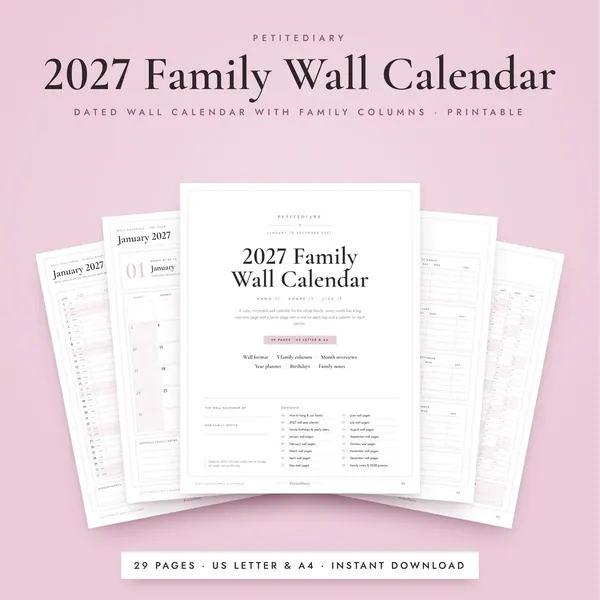 Wall Calendar 2027 for Families