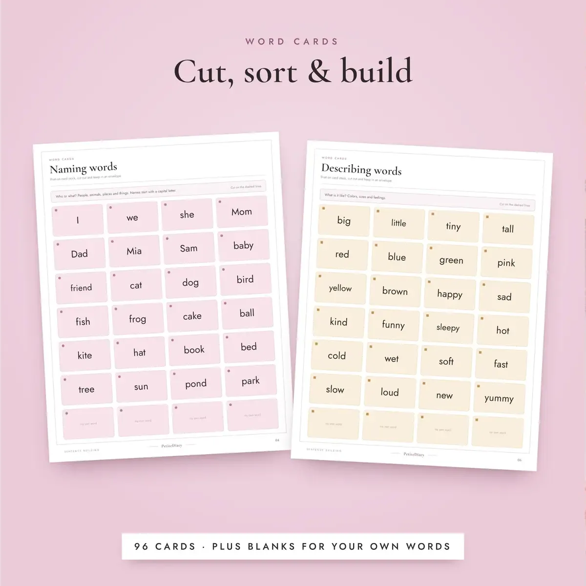 Sentence Building Worksheets and Word Cards, image 4