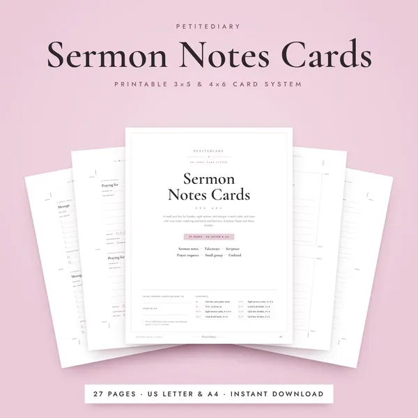 Sermon Notes Cards