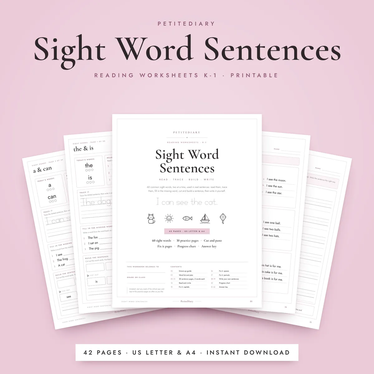 Sight Word Sentences Worksheets