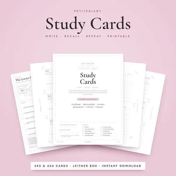 Study Cards 3x5 & 4x6