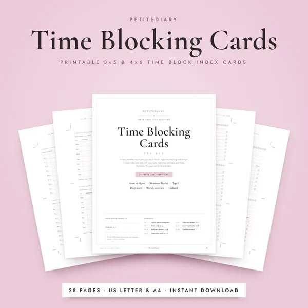 Time Blocking Cards 3x5