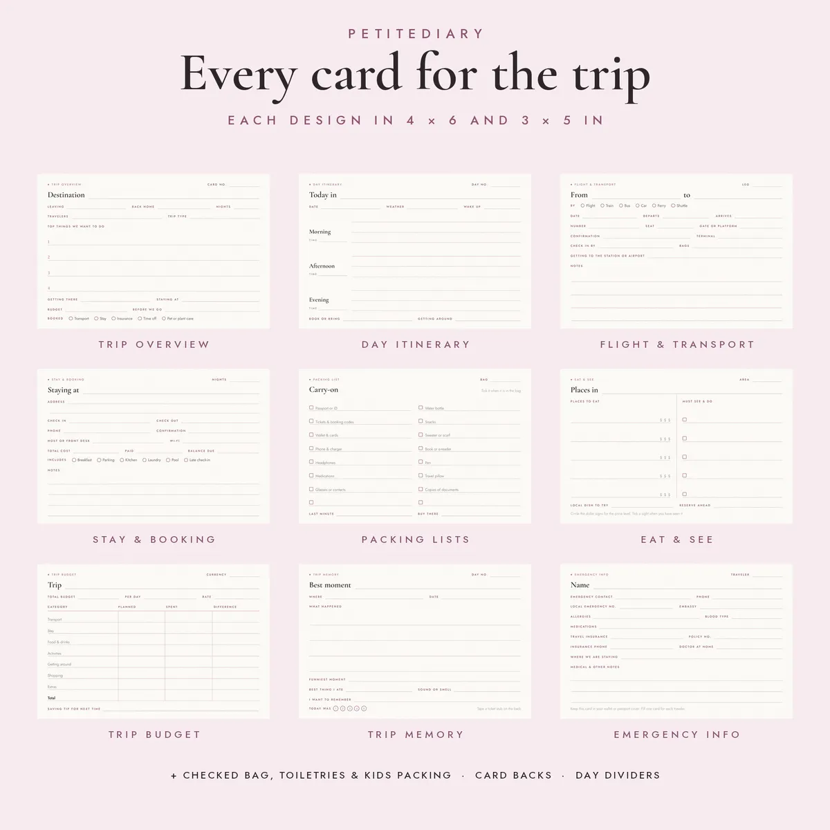 Travel Itinerary Cards 3x5 & 4x6, image 2