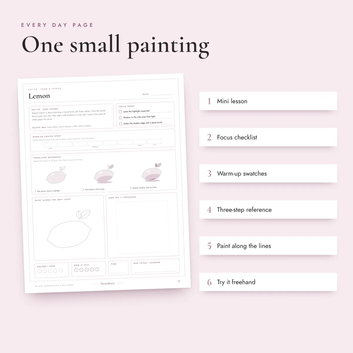 30 Day Watercolor Challenge Practice Sheets, image 3