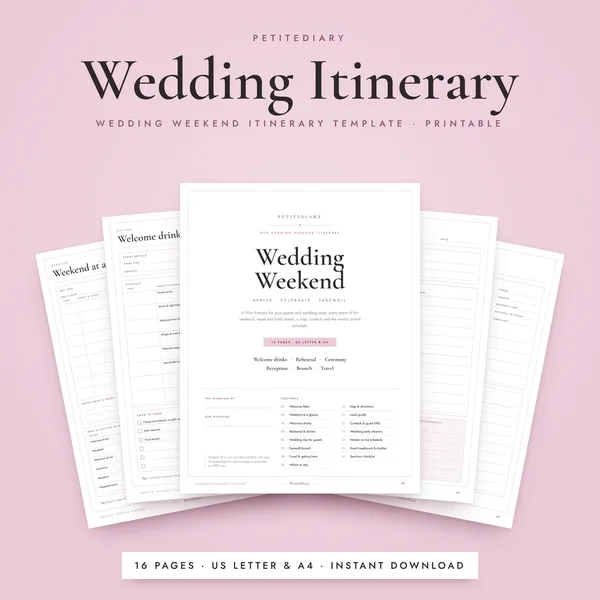 Wedding Itinerary Template