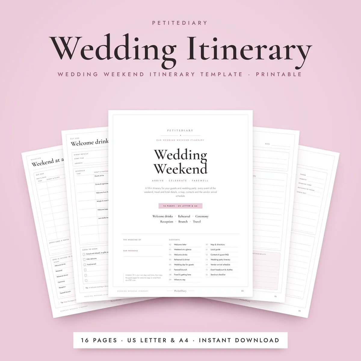 Wedding Itinerary Template