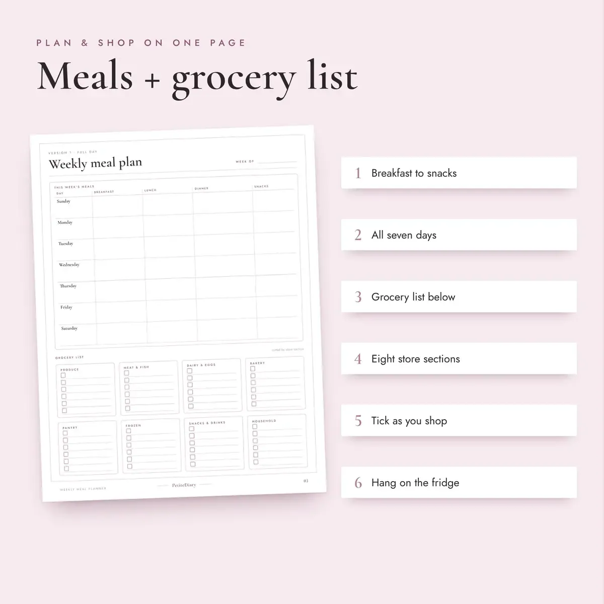 Weekly Meal Planner with Grocery List, image 3