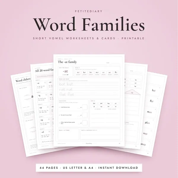 Word Families Worksheets and Cards
