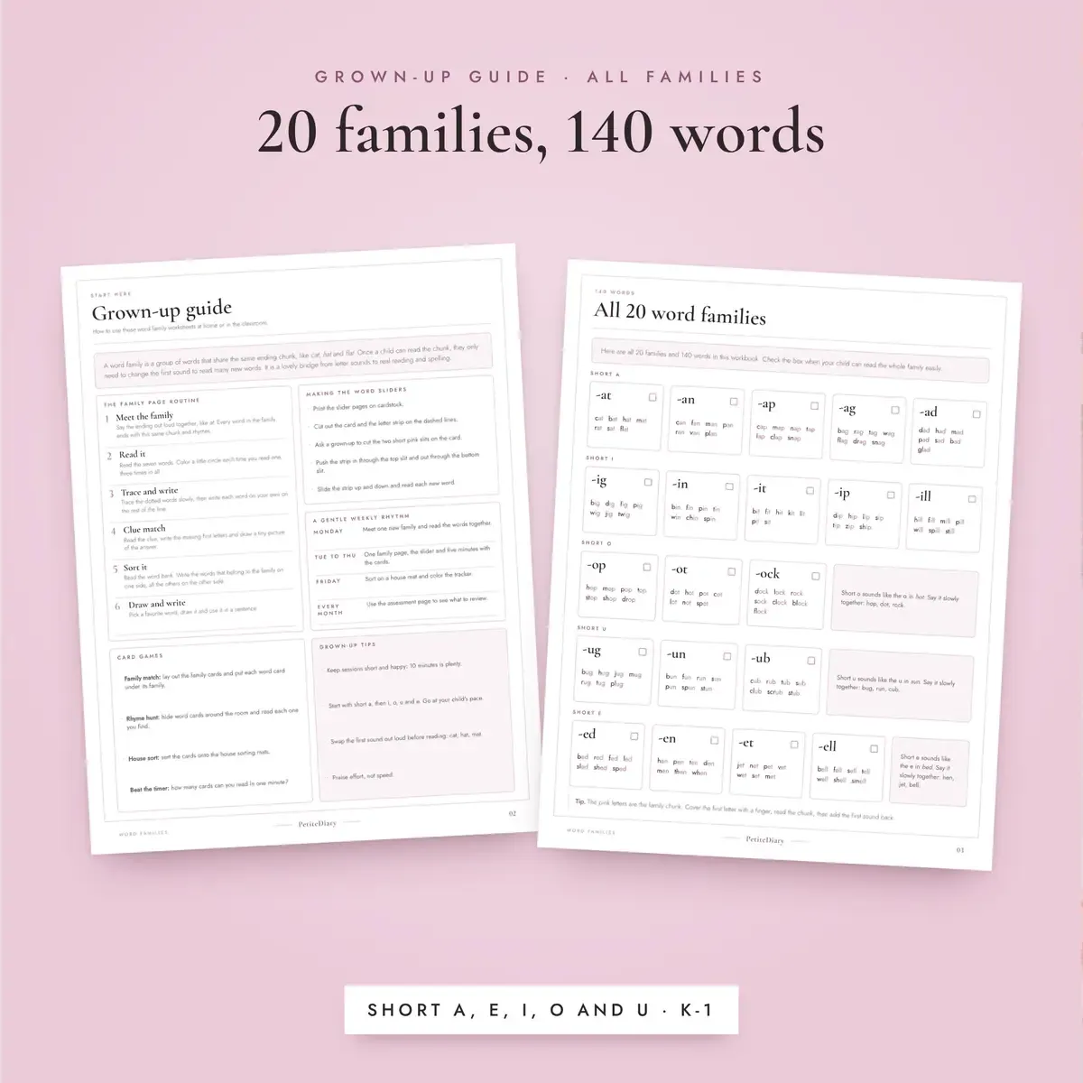 Word Families Worksheets and Cards, image 4
