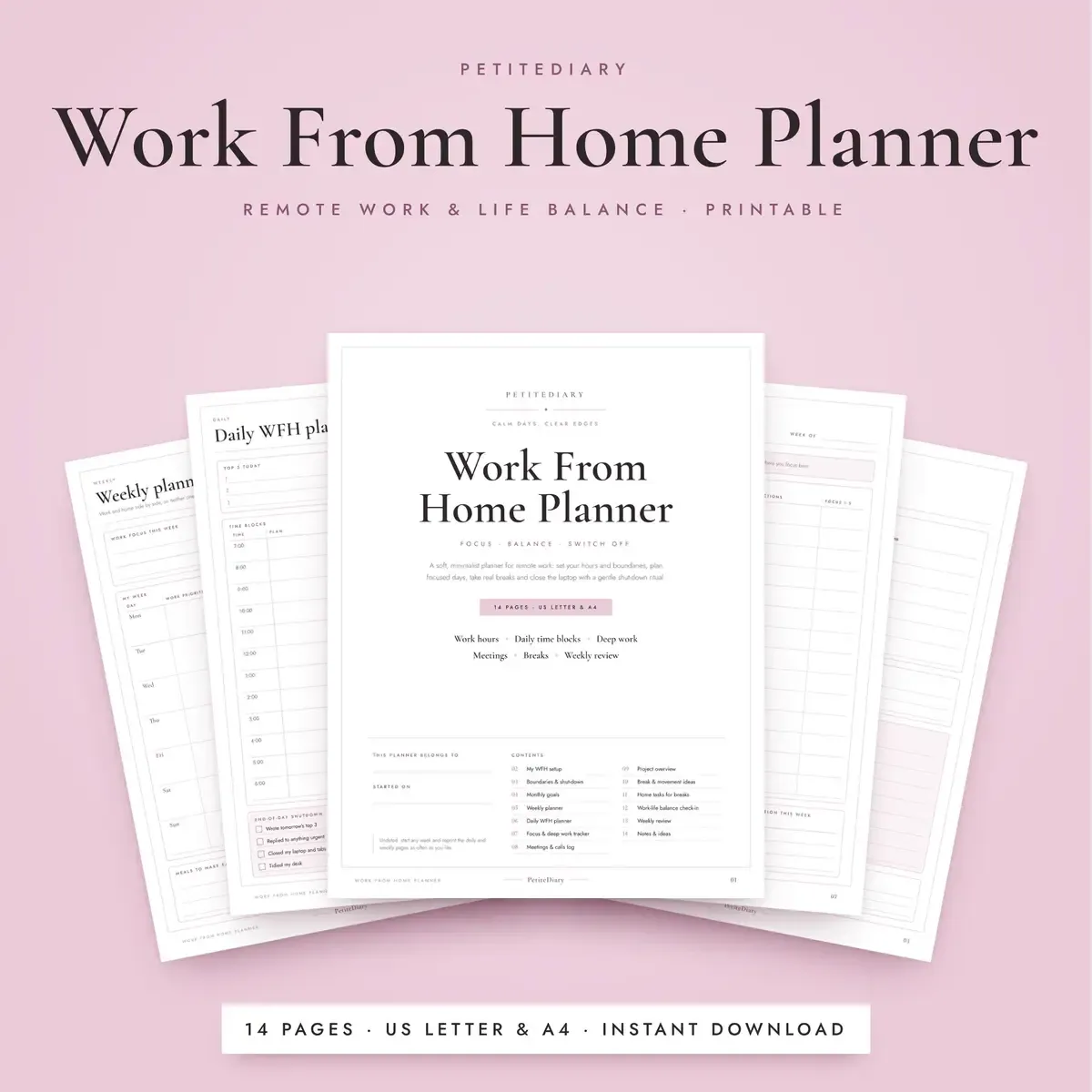 Work From Home Planner for Remote Workers